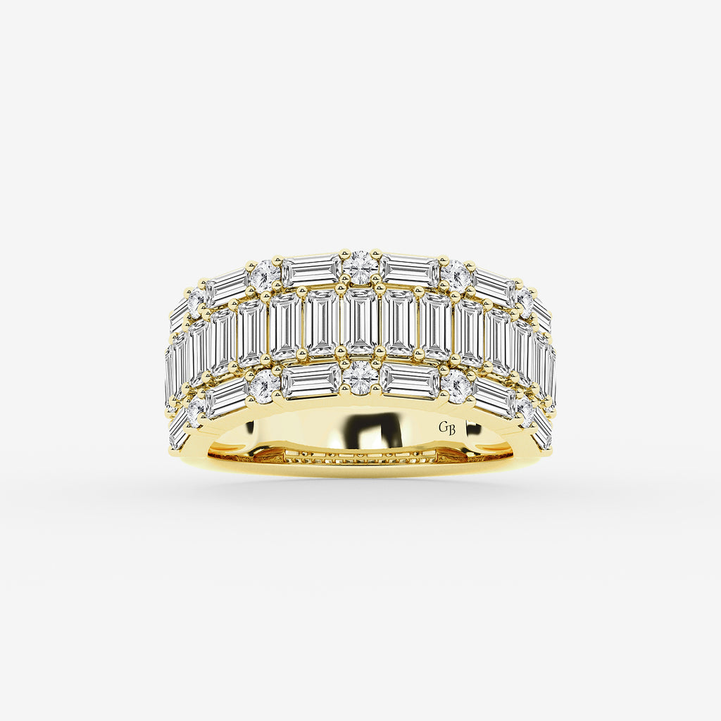 GWA158 - product video for 2 1/2 ctw Round & Baguette Lab Grown Diamond Triple Row Ring