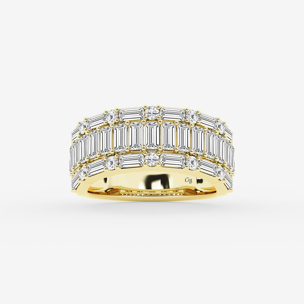 GWA158 - product video for 2 1/2 ctw Round & Baguette Lab Grown Diamond Triple Row Ring