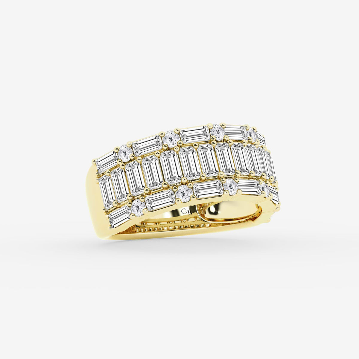 GWA158 - Additional Image 1 for  2 1/2 ctw Round & Baguette Lab Grown Diamond Triple Row Ring