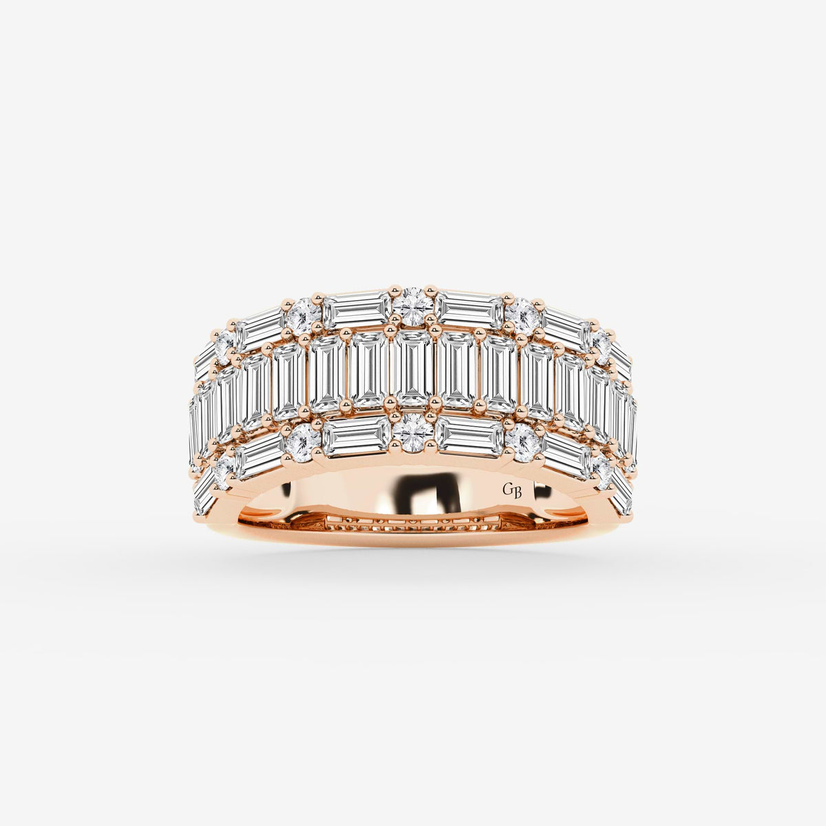 GWA158 - 2 1/2 ctw Round & Baguette Lab Grown Diamond Triple Row Ring