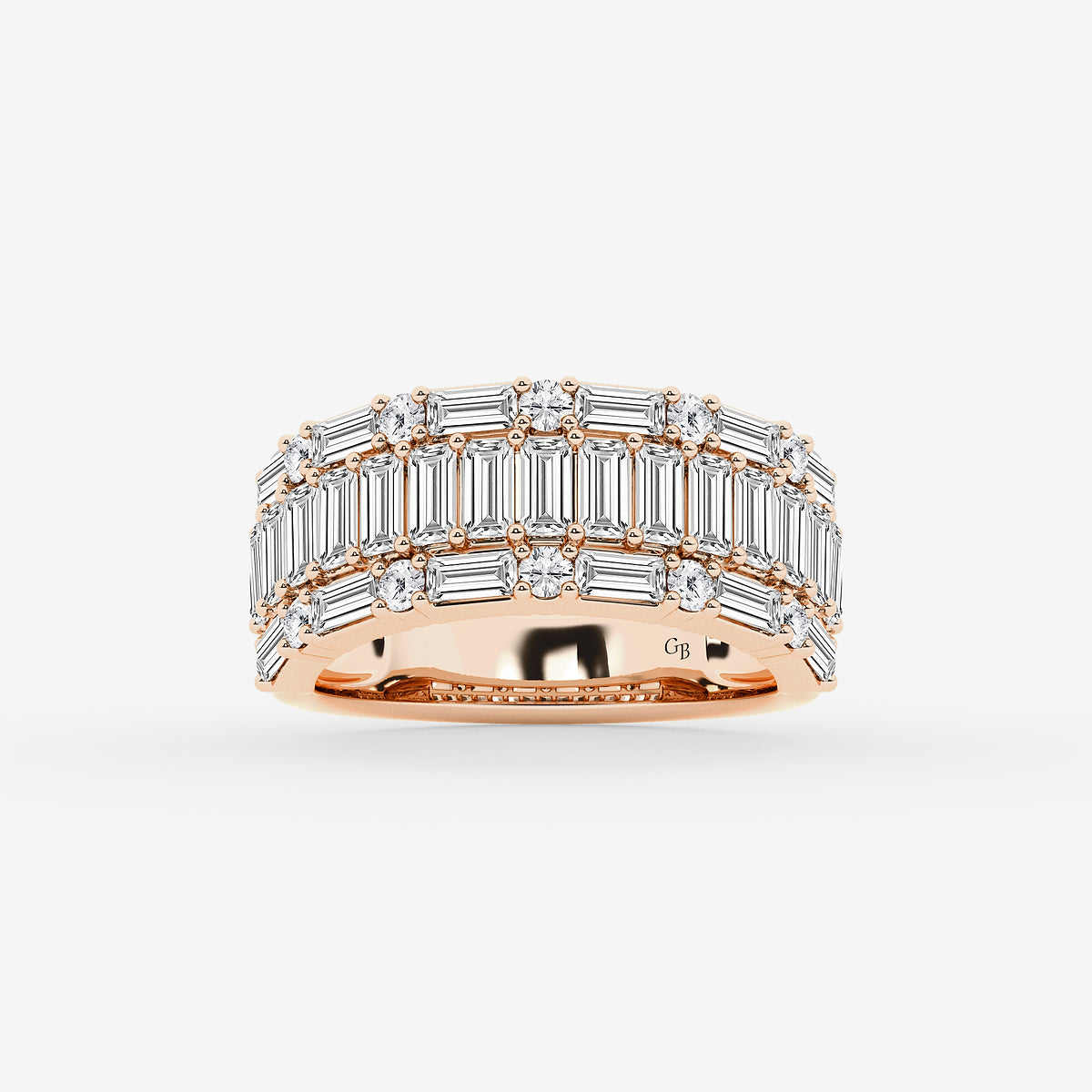 GWA158 - product video for 2 1/2 ctw Round & Baguette Lab Grown Diamond Triple Row Ring