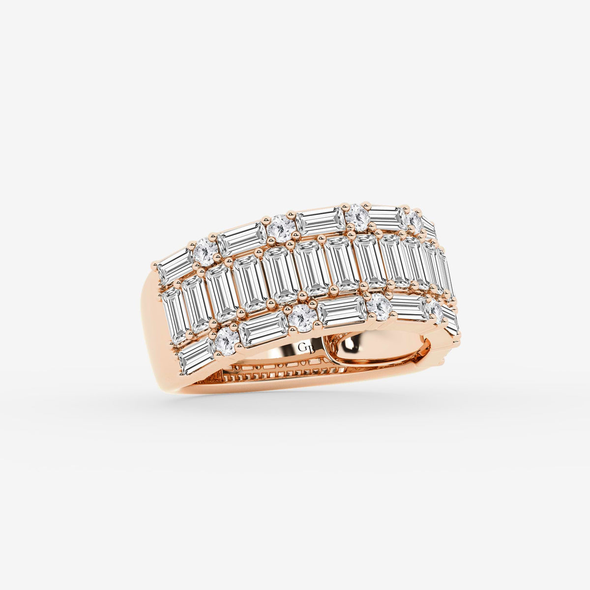 GWA158 - Additional Image 1 for  2 1/2 ctw Round & Baguette Lab Grown Diamond Triple Row Ring