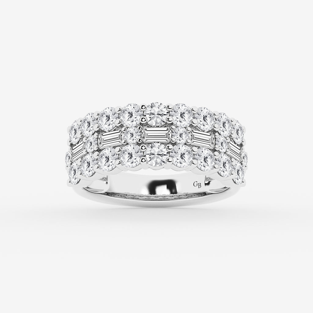 GWA159 - product video for 2 1/8 ctw Round & Baguette Lab Grown Diamond Triple Row Ring