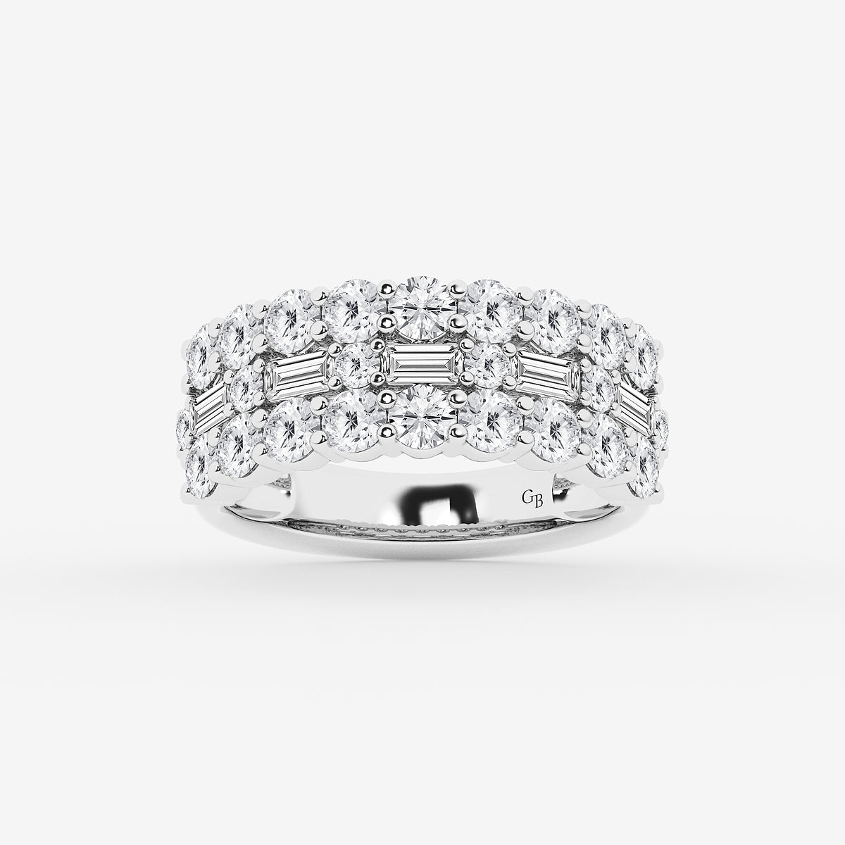 GWA159 - product video for 2 1/8 ctw Round & Baguette Lab Grown Diamond Triple Row Ring