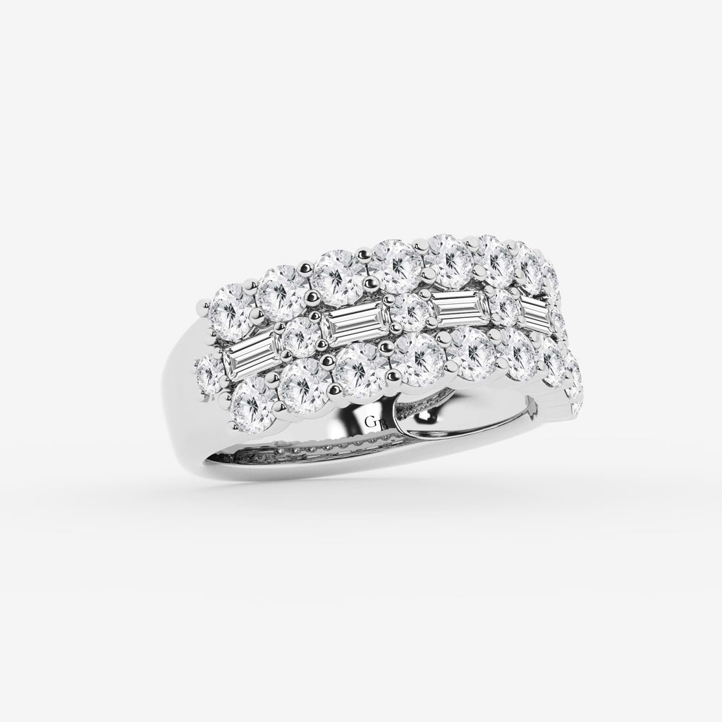 GWA159 - Additional Image 1 for  2 1/8 ctw Round & Baguette Lab Grown Diamond Triple Row Ring