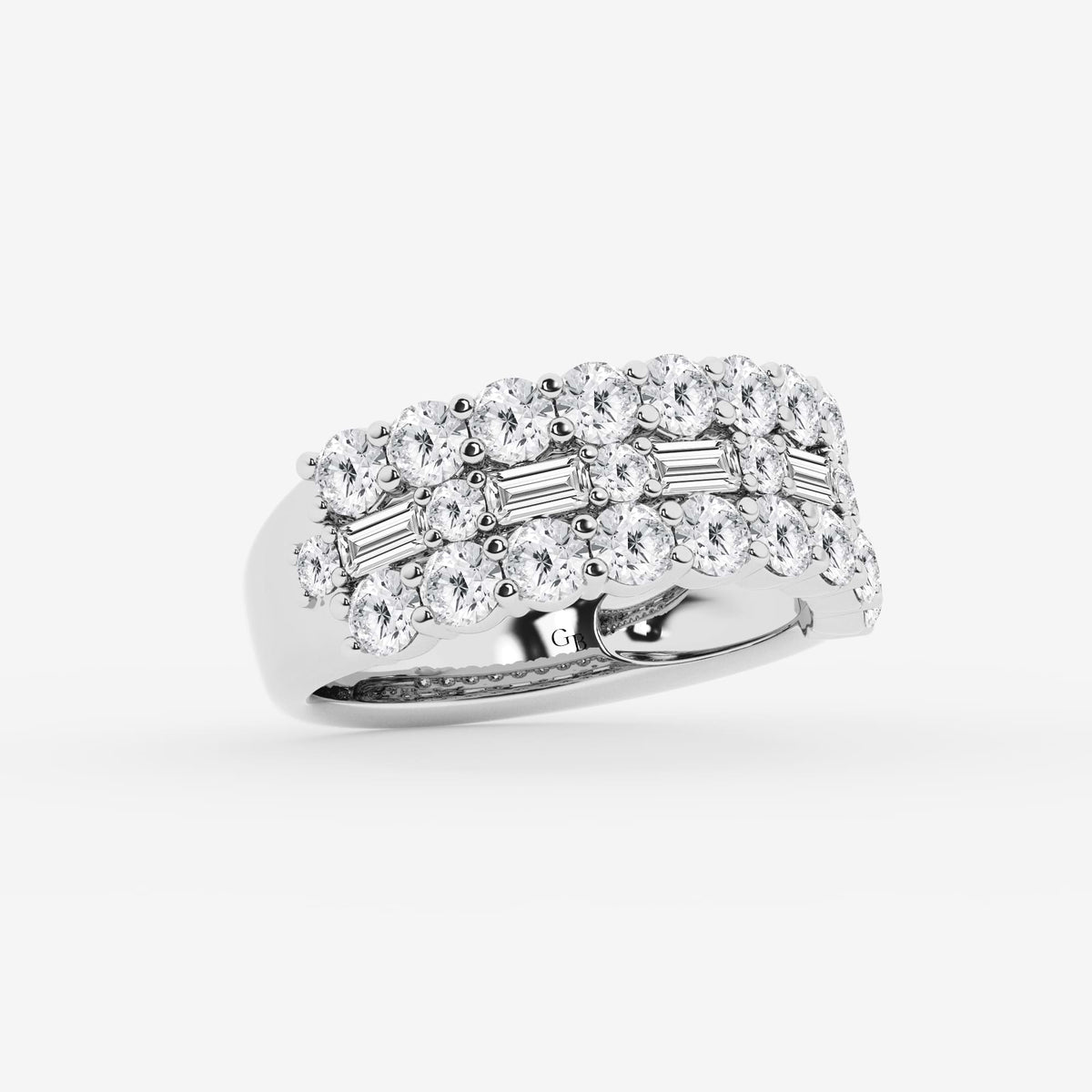 GWA159 - Additional Image 1 for  2 1/8 ctw Round & Baguette Lab Grown Diamond Triple Row Ring
