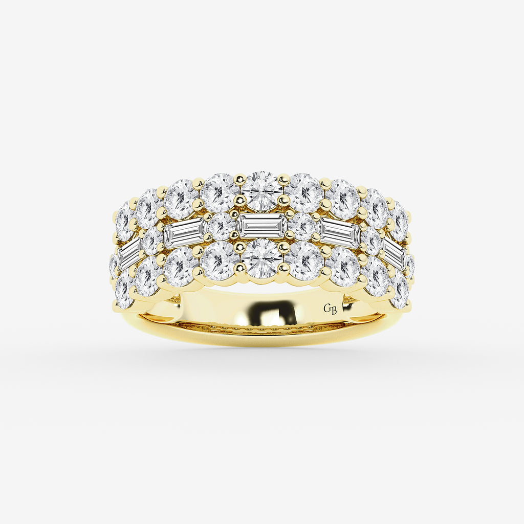 GWA159 - product video for 2 1/8 ctw Round & Baguette Lab Grown Diamond Triple Row Ring