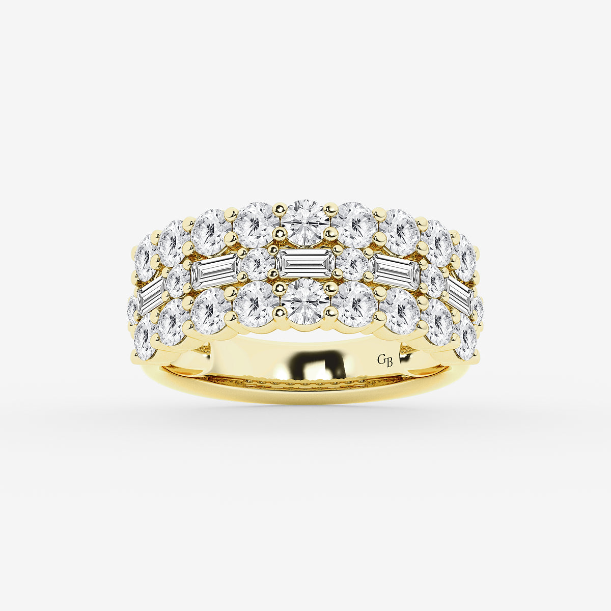 GWA159 - product video for 2 1/8 ctw Round & Baguette Lab Grown Diamond Triple Row Ring