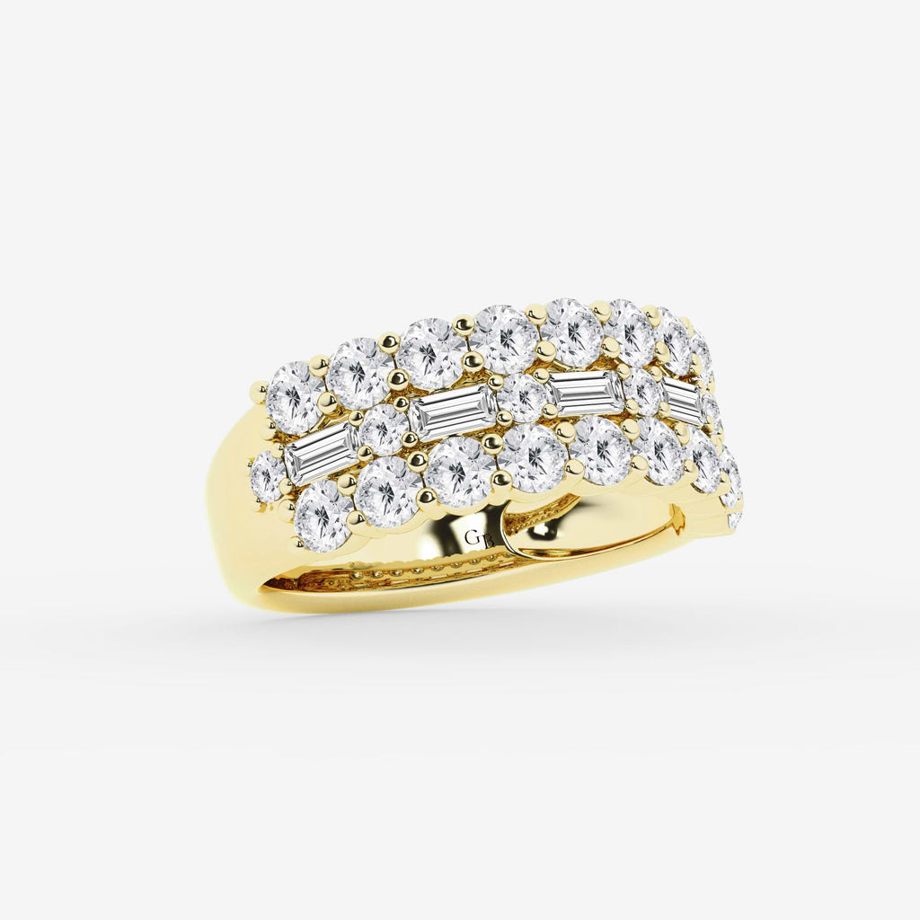 GWA159 - Additional Image 1 for  2 1/8 ctw Round & Baguette Lab Grown Diamond Triple Row Ring