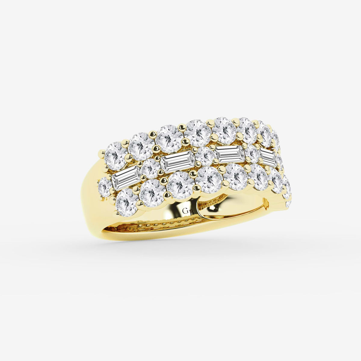 GWA159 - Additional Image 1 for  2 1/8 ctw Round & Baguette Lab Grown Diamond Triple Row Ring