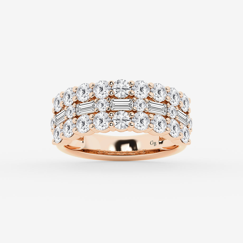 GWA159 - product video for 2 1/8 ctw Round & Baguette Lab Grown Diamond Triple Row Ring