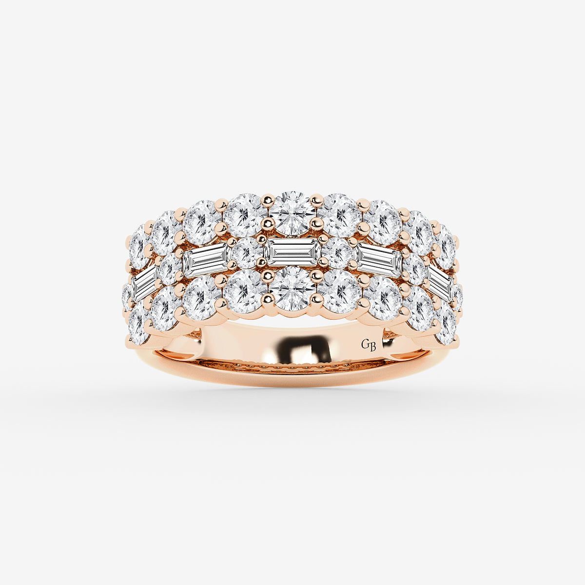 GWA159 - product video for 2 1/8 ctw Round & Baguette Lab Grown Diamond Triple Row Ring