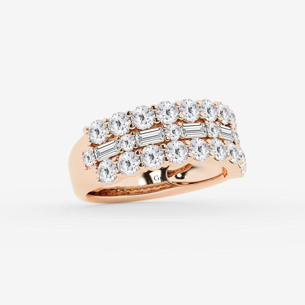 GWA159 - Additional Image 1 for  2 1/8 ctw Round & Baguette Lab Grown Diamond Triple Row Ring