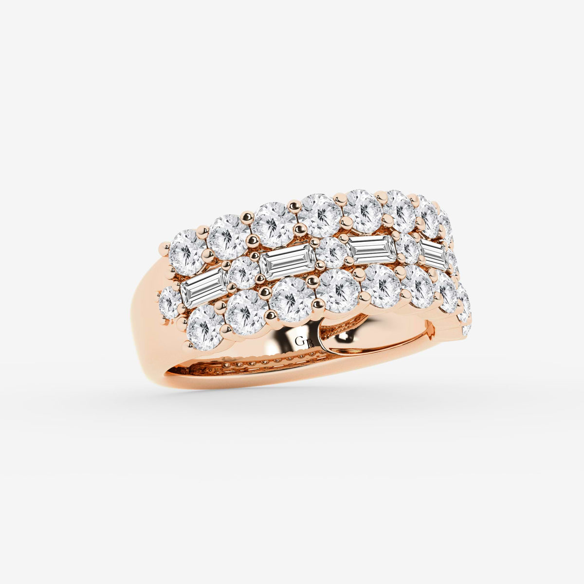 GWA159 - Additional Image 1 for  2 1/8 ctw Round & Baguette Lab Grown Diamond Triple Row Ring