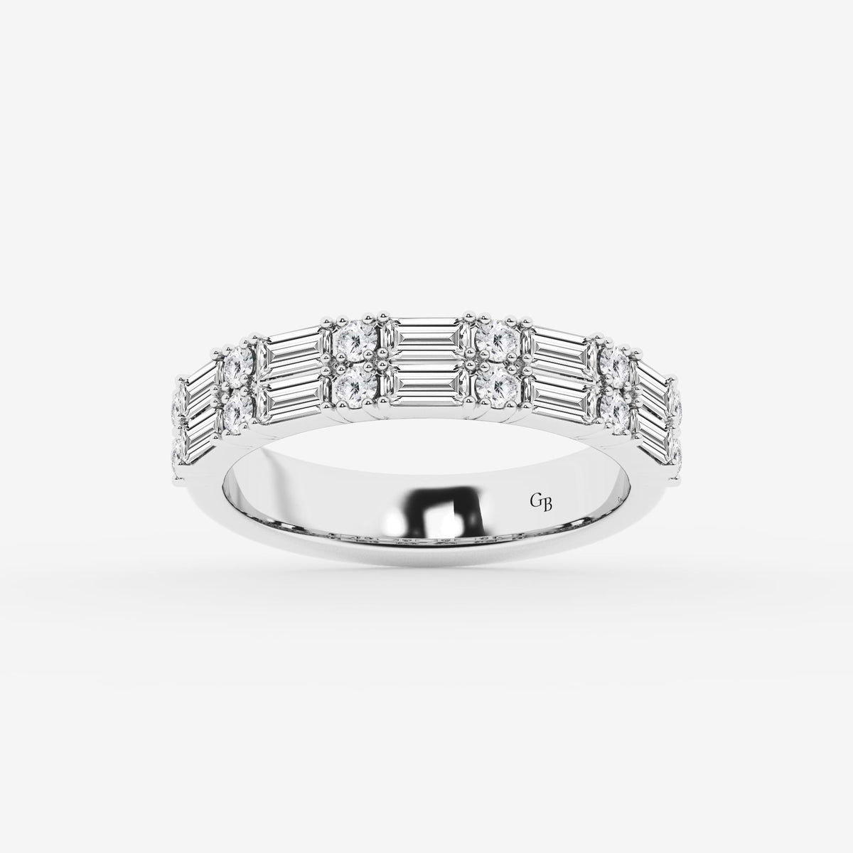 GWA160 - 1 ctw Round & Baguette Lab Grown Diamond Double Row Ring
