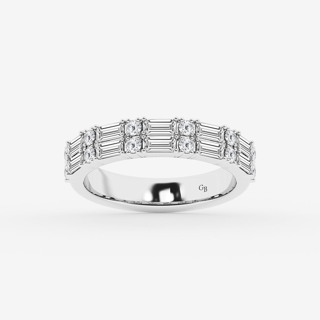GWA160 - product video for 1 ctw Round & Baguette Lab Grown Diamond Double Row Ring