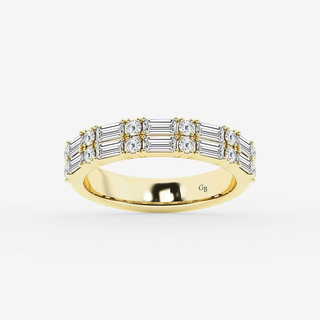 GWA160 - product video for 1 ctw Round & Baguette Lab Grown Diamond Double Row Ring
