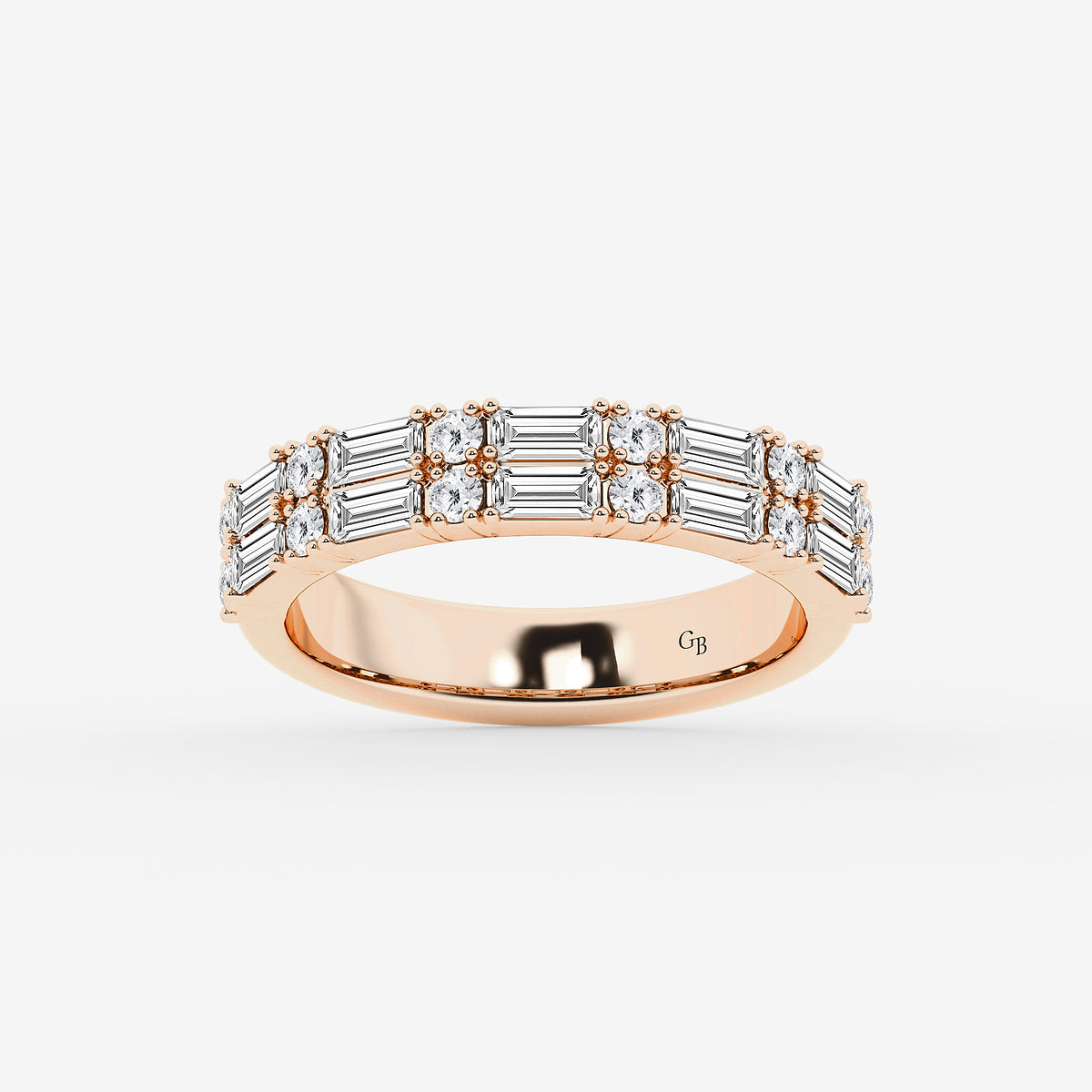 GWA160 - product video for 1 ctw Round & Baguette Lab Grown Diamond Double Row Ring