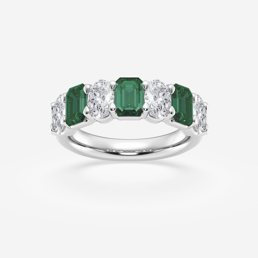 GWA162 - product video for 5.5x3.8mm Created Emerald and 1 1/3 ctw Oval Lab Grown Diamond Seven Stone Alternating Anniversary Band