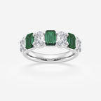 GWA162 - product video for 5.5x3.8mm Created Emerald and 1 1/3 ctw Oval Lab Grown Diamond Seven Stone Alternating Anniversary Band