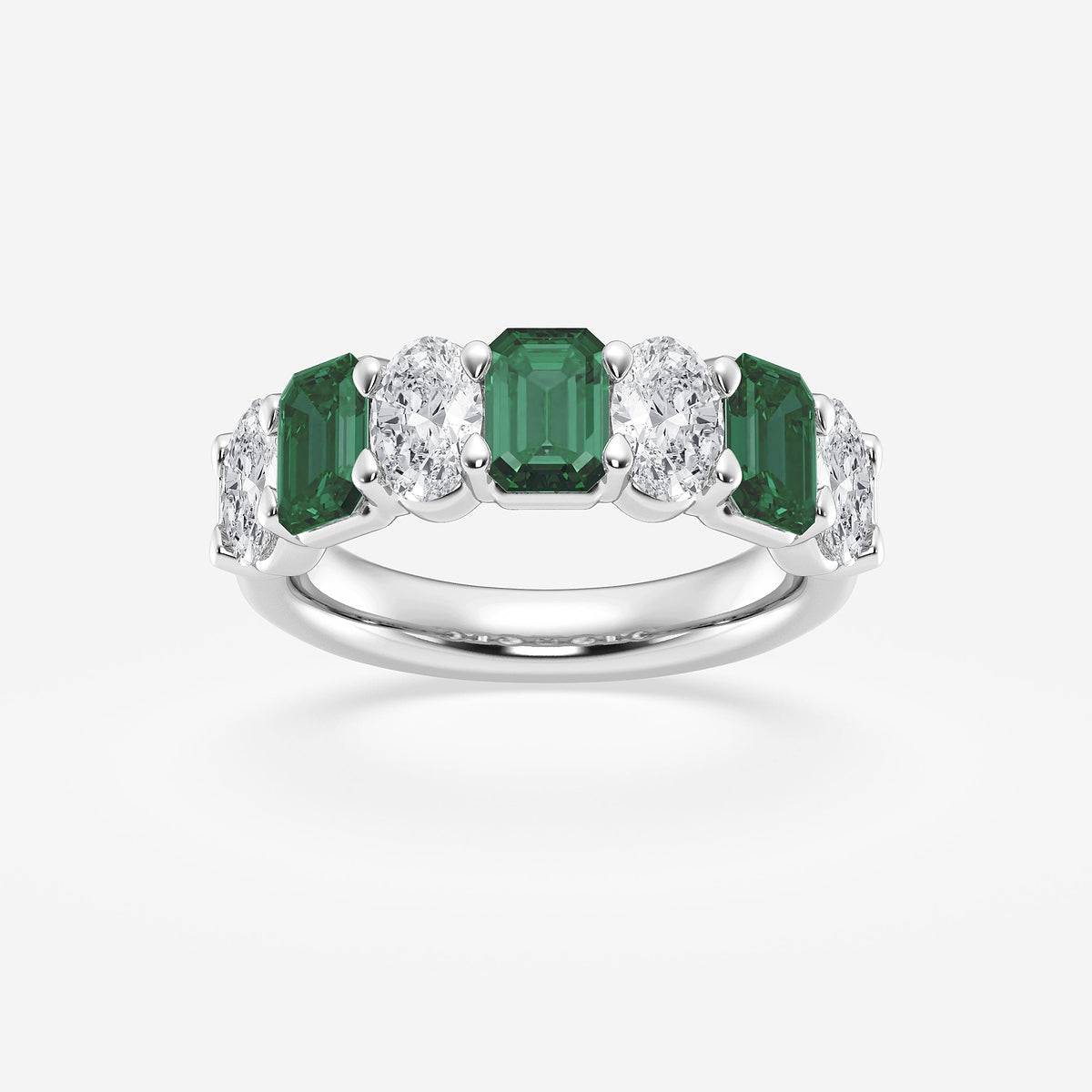 GWA162 - product video for 5.5x3.8mm Created Emerald and 1 1/3 ctw Oval Lab Grown Diamond Seven Stone Alternating Anniversary Band