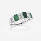 GWA162 - Additional Image 1 for  5.5x3.8mm Created Emerald and 1 1/3 ctw Oval Lab Grown Diamond Seven Stone Alternating Anniversary Band