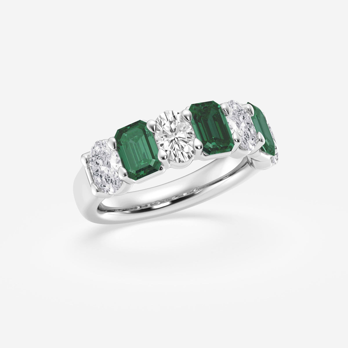 GWA162 - Additional Image 1 for  5.5x3.8mm Created Emerald and 1 1/3 ctw Oval Lab Grown Diamond Seven Stone Alternating Anniversary Band