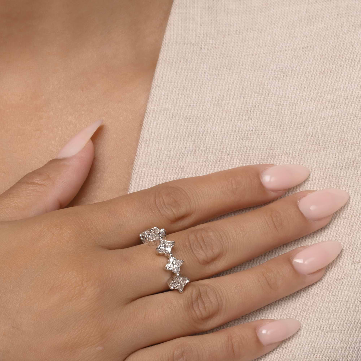 GWA163 - 3 ctw Flower Lab Grown Diamond Five Stone Anniversary Band