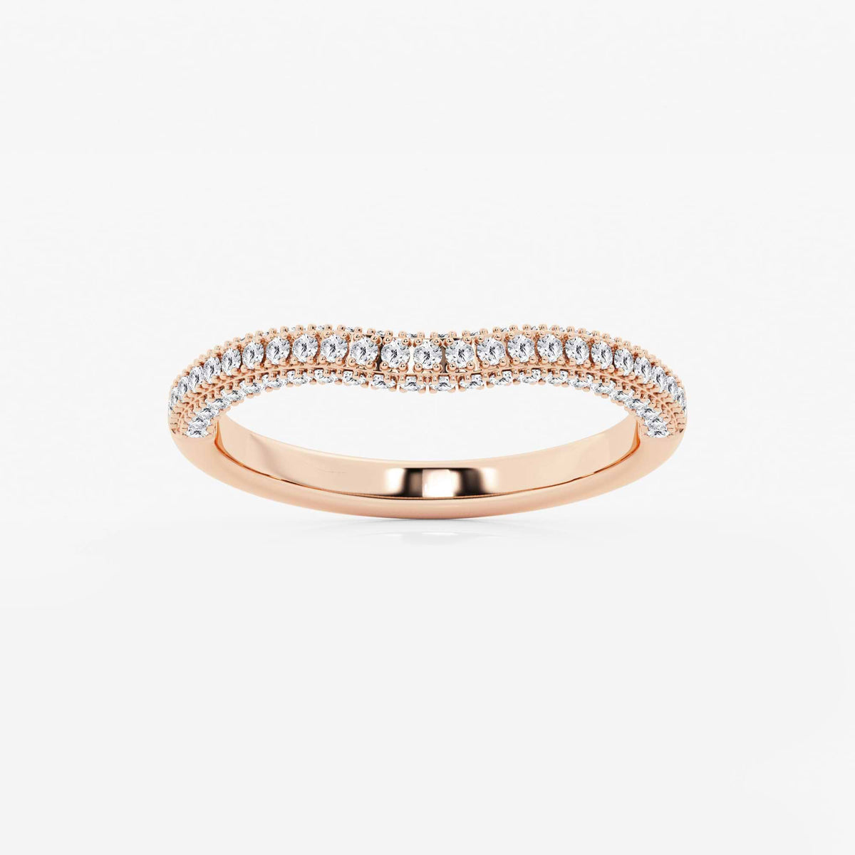 GWA165 - 2/5 ctw Round Lab Grown Diamond Prong Set Contour Wedding Band