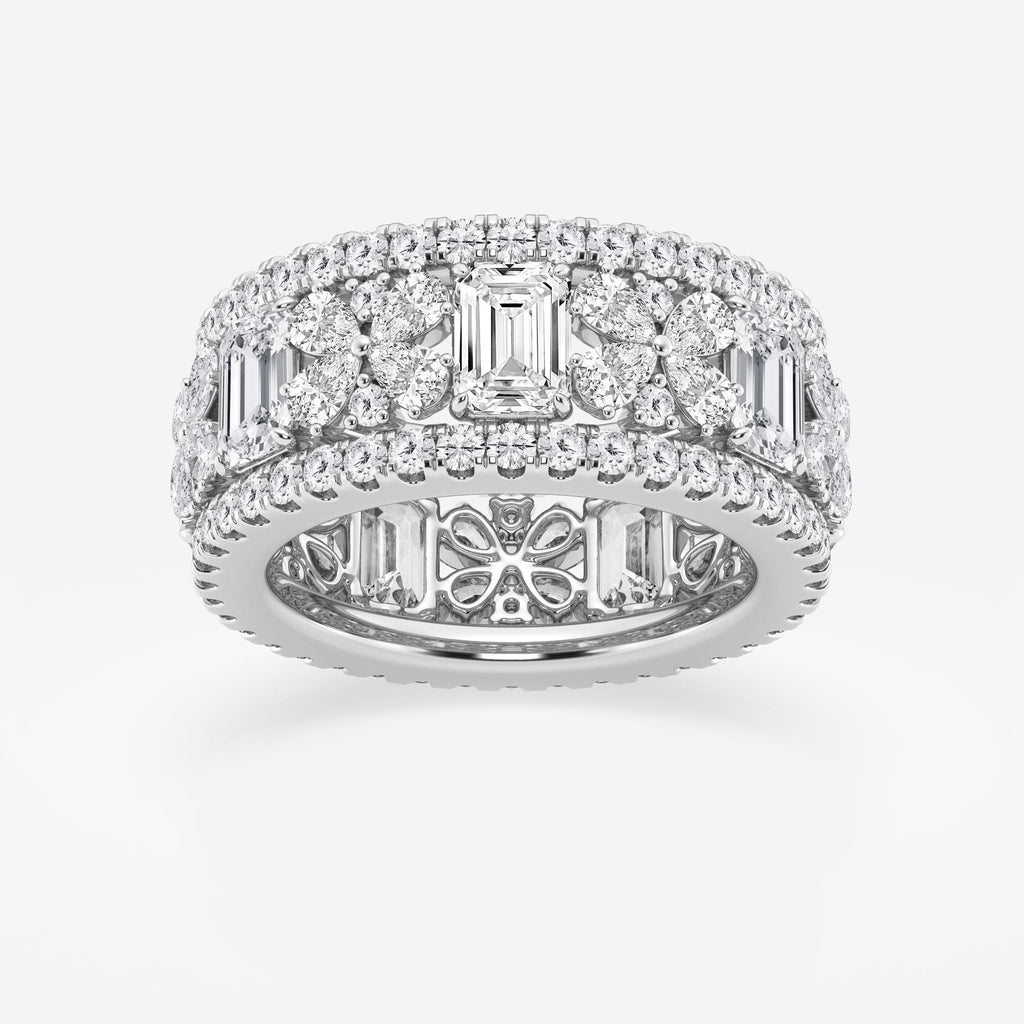 GWA171 - 6 ctw Multi-Shape Lab Grown Diamond Butterfly and Emerald Eternity Band