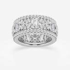 GWA171 - 6 ctw Multi-Shape Lab Grown Diamond Butterfly and Emerald Eternity Band