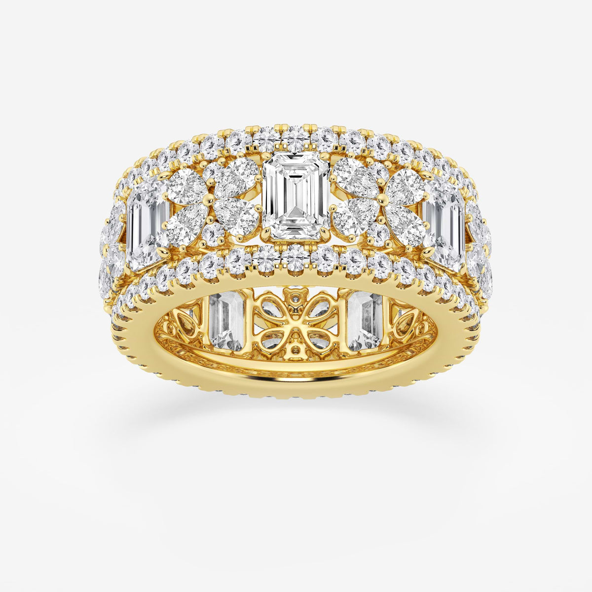 GWA171 - 6 ctw Multi-Shape Lab Grown Diamond Butterfly and Emerald Eternity Band