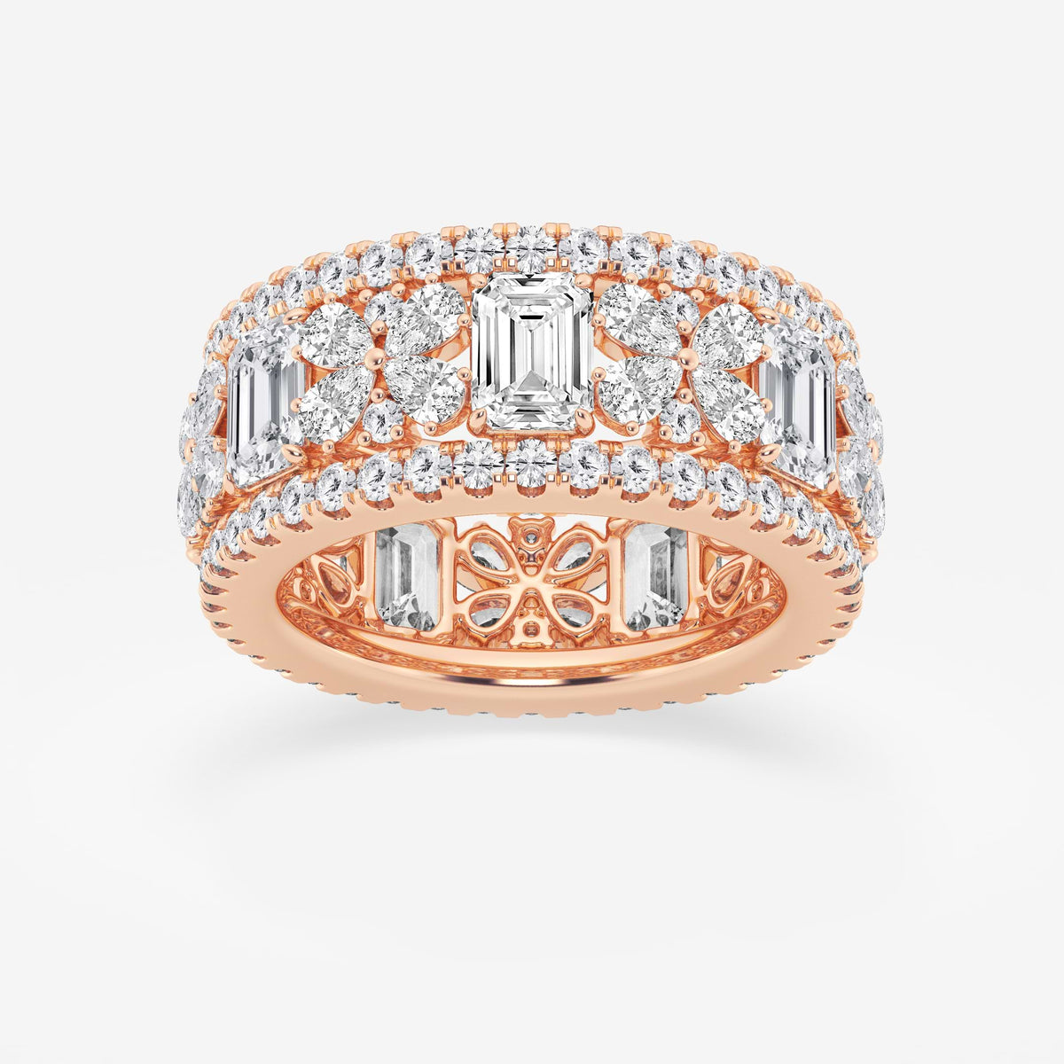 GWA171 - 6 ctw Multi-Shape Lab Grown Diamond Butterfly and Emerald Eternity Band