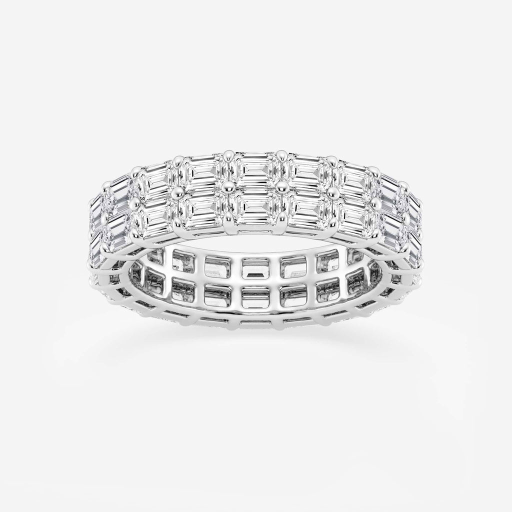 GWA179 - 4 ctw Emerald Lab Grown Diamond Double Row Eternity Band - 5.2mm Width