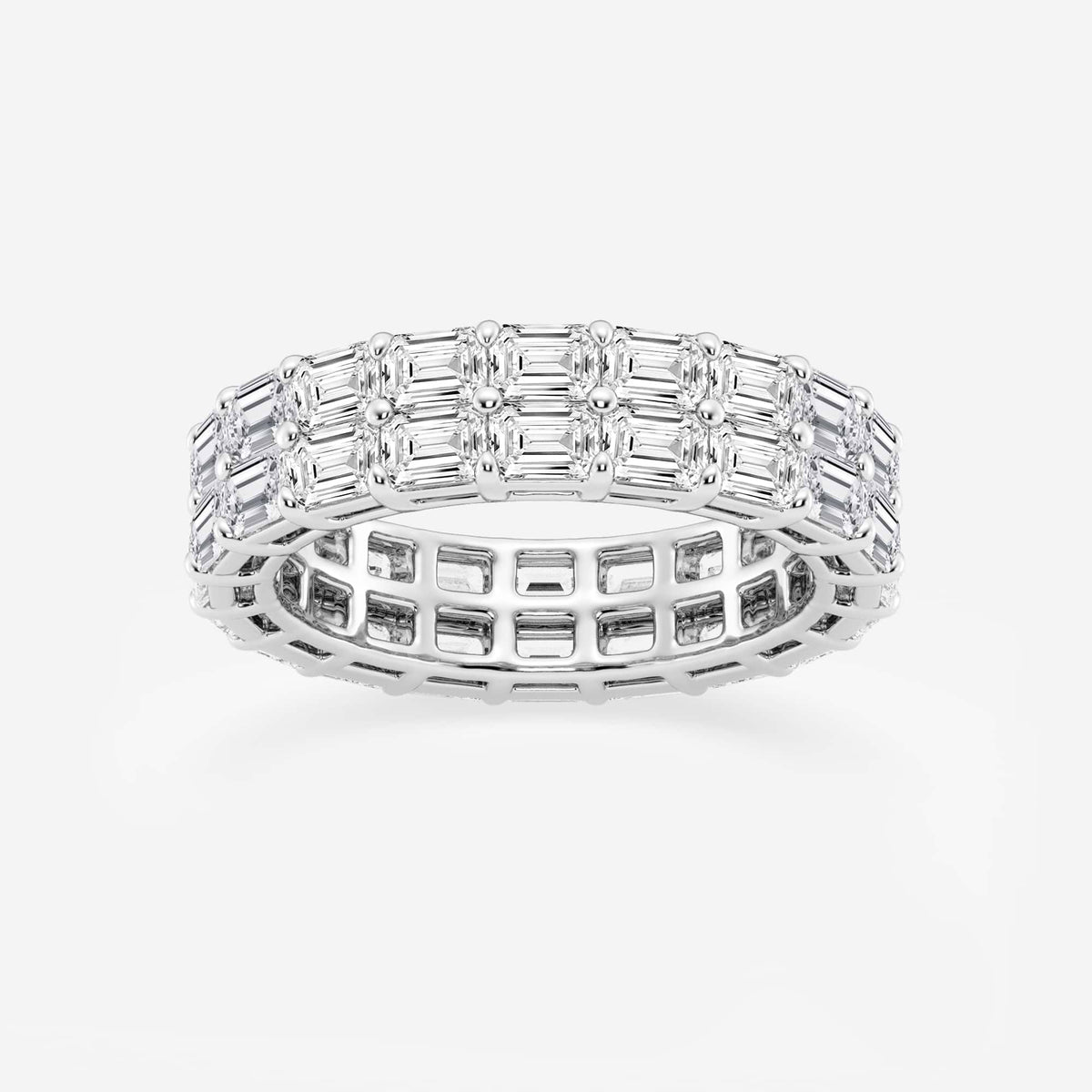 GWA179 - 4 ctw Emerald Lab Grown Diamond Double Row Eternity Band - 5.2mm Width
