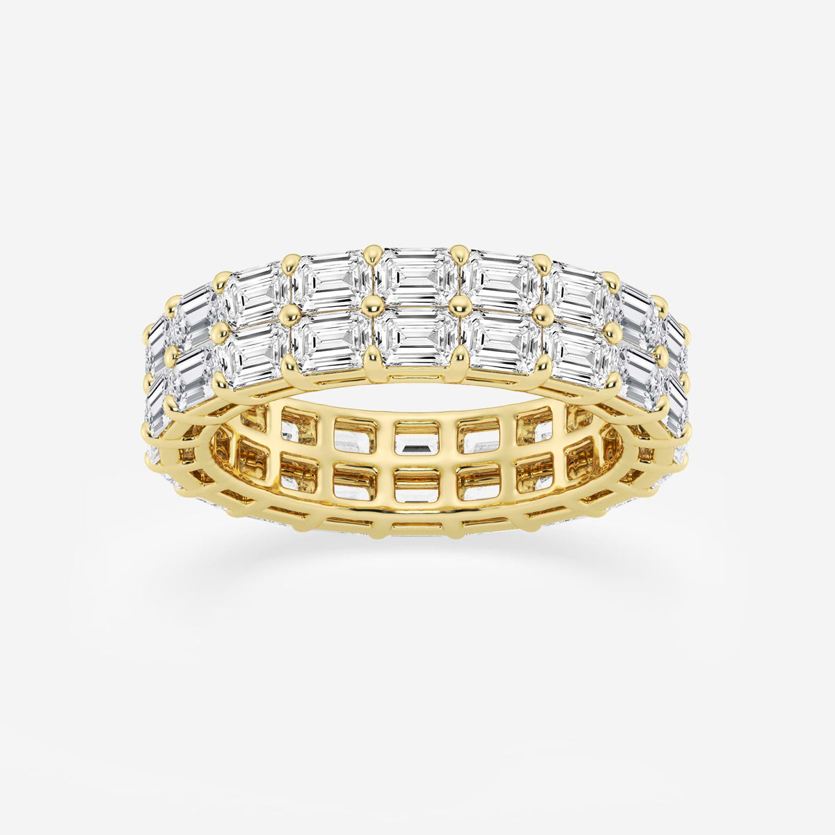 GWA179 - 4 ctw Emerald Lab Grown Diamond Double Row Eternity Band - 5.2mm Width