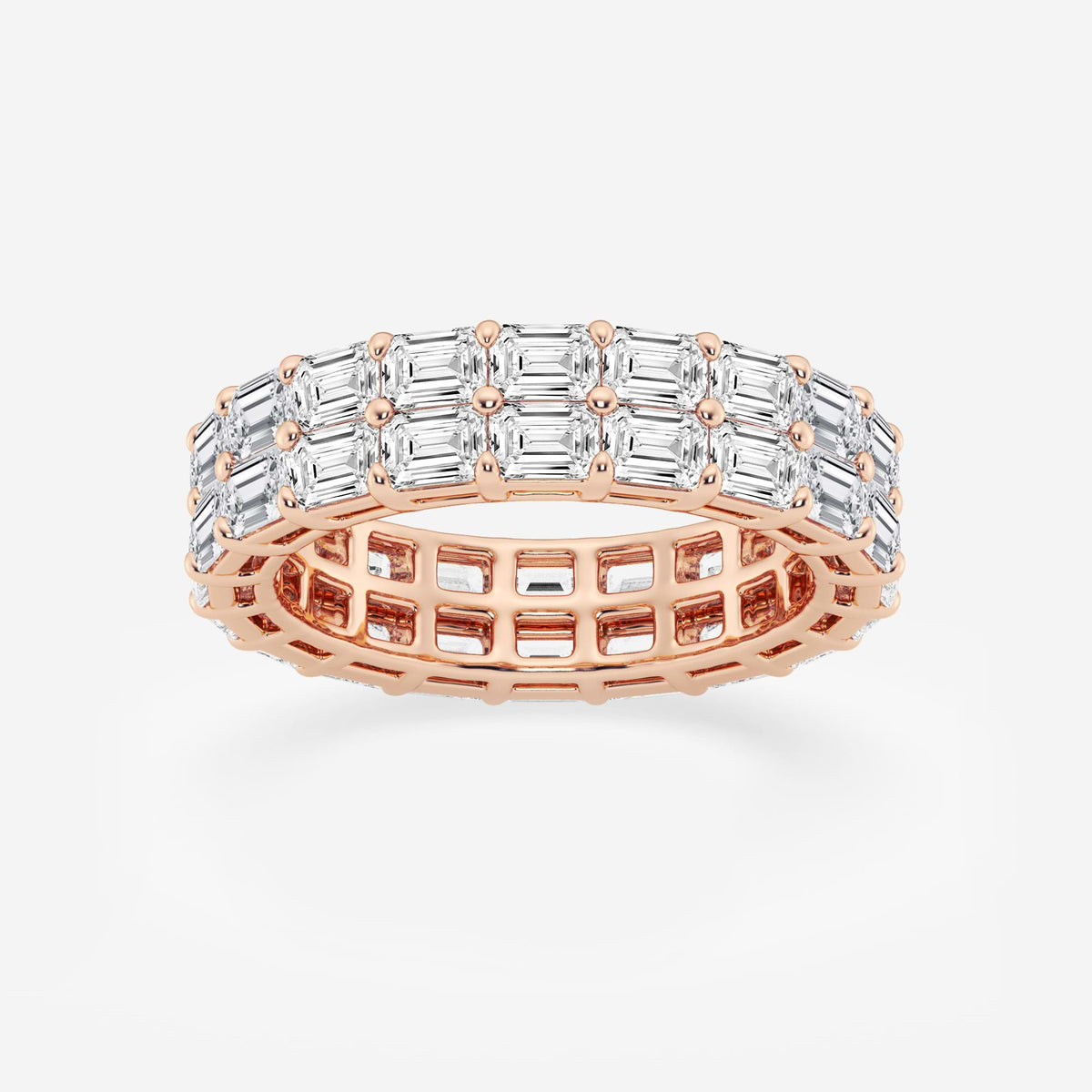 GWA179 - 4 ctw Emerald Lab Grown Diamond Double Row Eternity Band - 5.2mm Width
