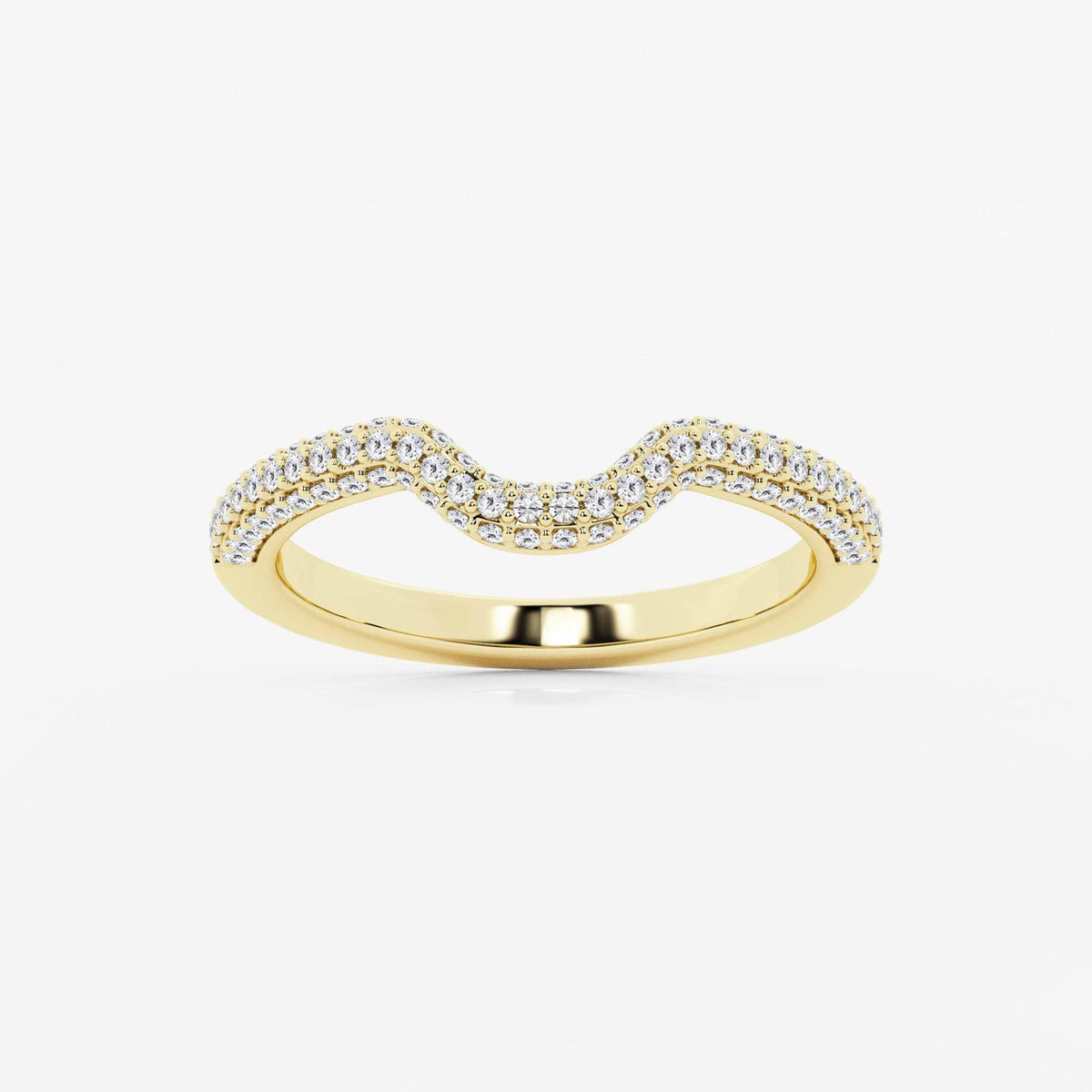 GWA182 - 2/5 ctw Round Lab Grown Diamond Prong Set Wedding Band 18K Yellow Gold