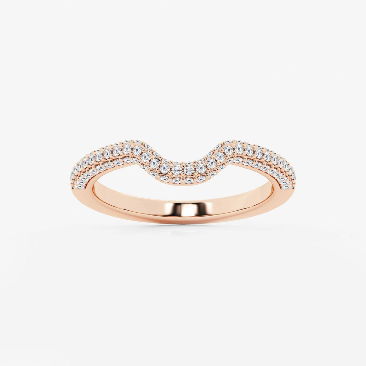 GWA182 - 2/5 ctw Round Lab Grown Diamond Prong Set Wedding Band 18K Rose Gold