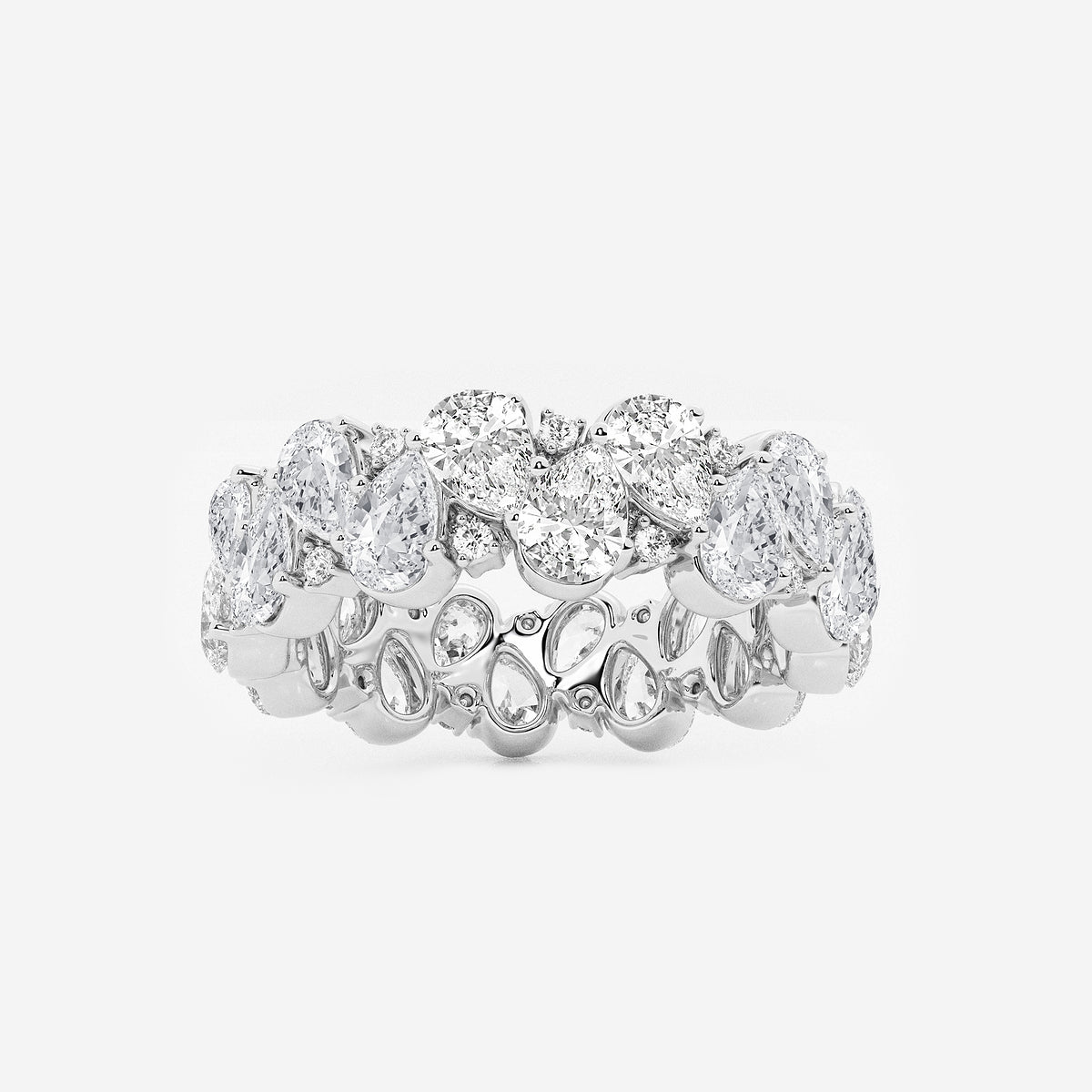 GWA185 - product video for 3 7/8 ctw Pear and Round Lab Grown Diamond Alternating Eternity Band - 6.5mm Width