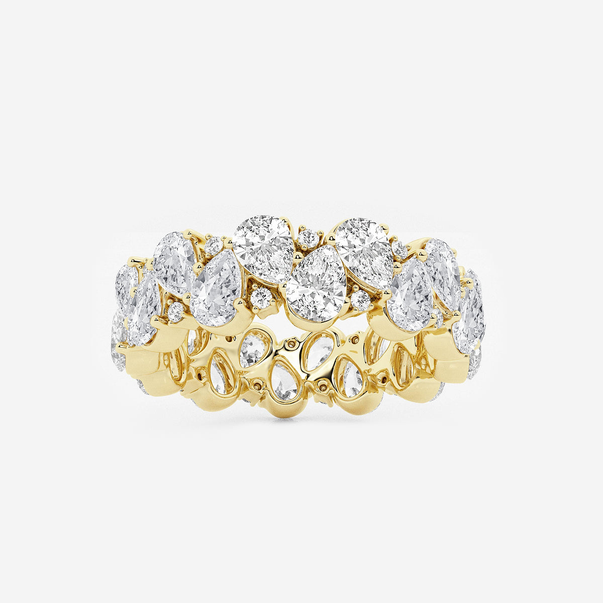 GWA185 - product video for 3 7/8 ctw Pear and Round Lab Grown Diamond Alternating Eternity Band - 6.5mm Width