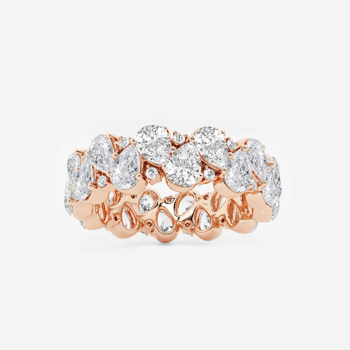 GWA185 - 3 7/8 ctw Pear and Round Lab Grown Diamond Alternating Eternity Band - 6.5mm Width