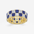GWA195 - product video for 3.6x3.6 mm Asscher Cut Sapphire and 5 1/2 ctw Asscher Lab Grown Diamond Alternating Two Row Eternity Band - 7.4mm Width