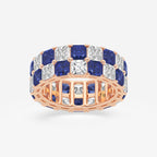 GWA195 - product video for 3.6x3.6 mm Asscher Cut Sapphire and 5 1/2 ctw Asscher Lab Grown Diamond Alternating Two Row Eternity Band - 7.4mm Width