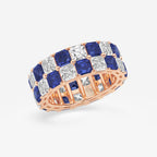 GWA195 - Additional Image 1 for  3.6x3.6 mm Asscher Cut Sapphire and 5 1/2 ctw Asscher Lab Grown Diamond Alternating Two Row Eternity Band - 7.4mm Width