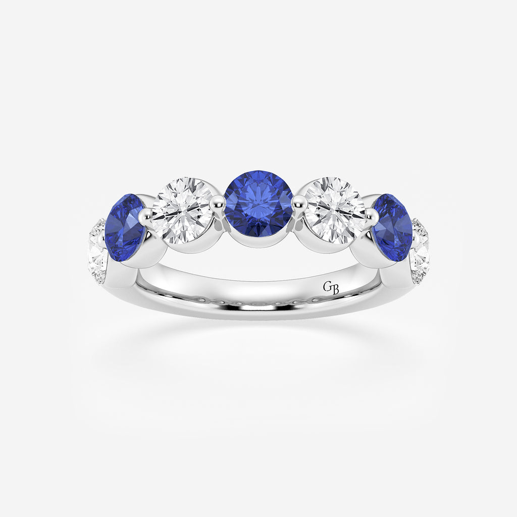 GWA196 - product video for 4.7 mm Round Cut Sapphire and 1 7/8 ctw Round Lab Grown Diamond Anniversary Band
