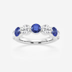 GWA196 - product video for 4.7 mm Round Cut Sapphire and 1 7/8 ctw Round Lab Grown Diamond Anniversary Band