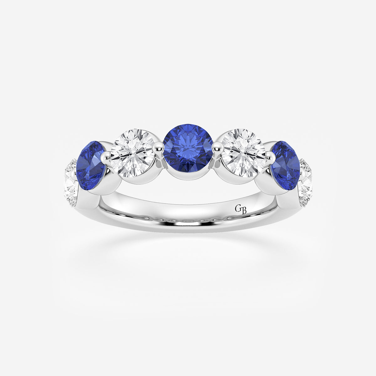 GWA196 - product video for 4.7 mm Round Cut Sapphire and 1 7/8 ctw Round Lab Grown Diamond Anniversary Band