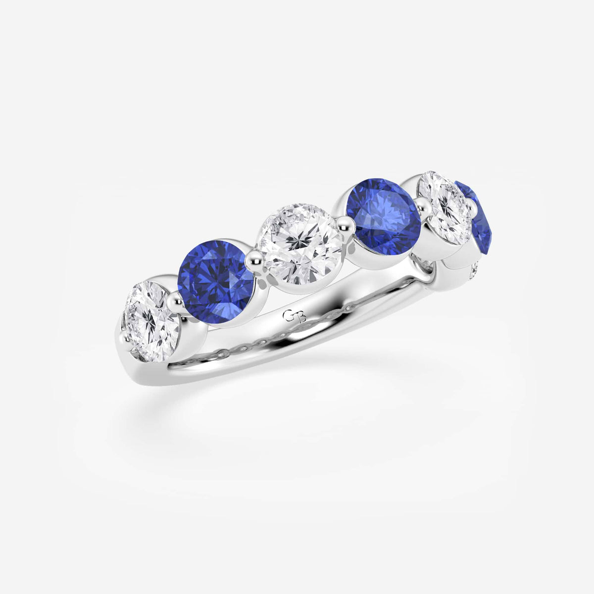 GWA196 - Additional Image 1 for  4.7 mm Round Cut Sapphire and 1 7/8 ctw Round Lab Grown Diamond Anniversary Band