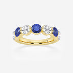 GWA196 - 4.7 mm Round Cut Sapphire and 1 7/8 ctw Round Lab Grown Diamond Anniversary Band